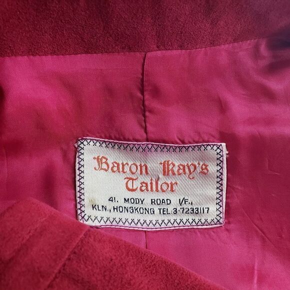 Vintage Baron Kay's Tailor Skirt & Jacket Set Large? 34W Fuchsia Suede Hong Kong - Picture 10 of 12